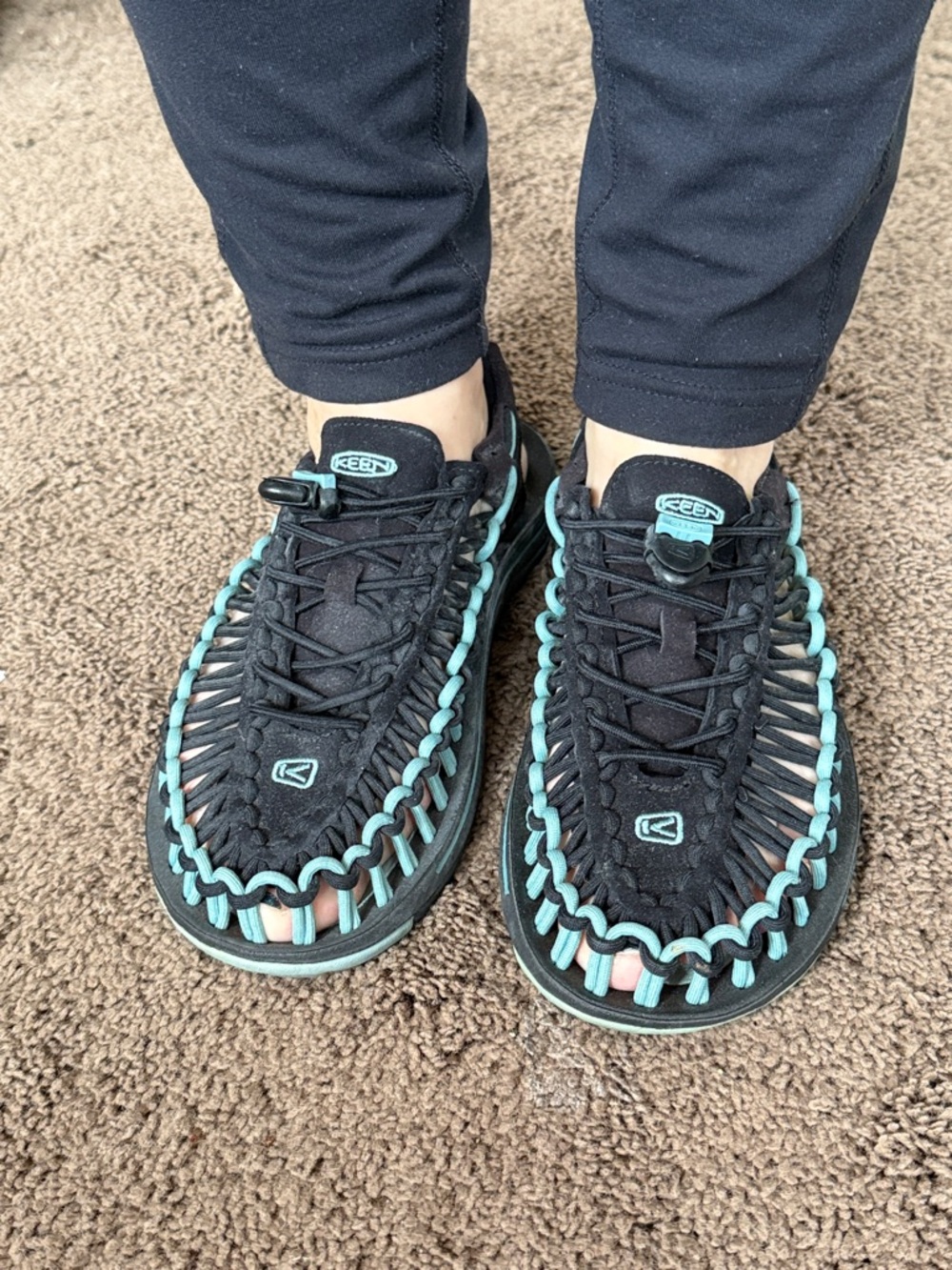 Keen Black with Teal Braided Outdoor Sandals